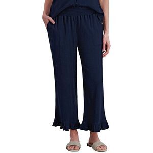 Stella Parker Womens Smocked Waist Ruffle Cropped Pant